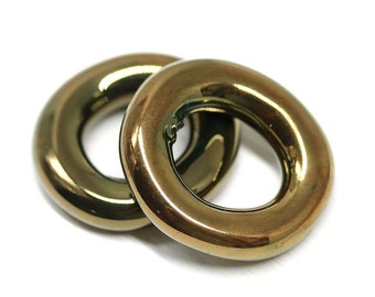 25mm Metallic bronze ceramic ring pendant beads, Ceramic organic round donut 2pc - 2864