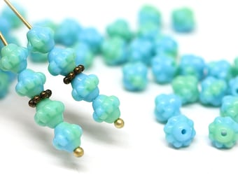 70 contas bicone azul-esverdeadas, contas de vidro tcheco de 6 mm para fabricação de joias - 0204