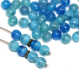 6 mm Blaue tschechische Glas runde gepresste Perlen Spacer 50Pc - 1664