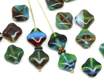 Cuentas de vidrio checo de 12 mm: forma de rombo y diamante multicolor