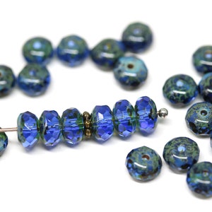 PETITE PICASSO PEBBLES . 8148-30 30 Premium Picasso Czech Glass Smooth Rondelle Beads 4x5mm