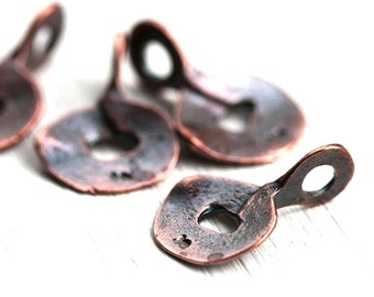 Antique copper cornflake charms Chunky organic metal charms, large loop - 18x11mm - 4Pc - 1198