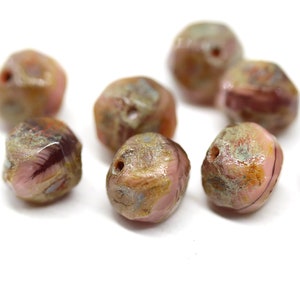 Rustikale Rosa Böhmische Glasperlen: Picasso Barock Rundschliff, 9 mm (8 Stück)