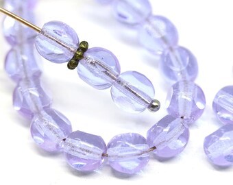 6mm Light purple Czech glass round cut beads lilac fire polished spacers, 20pc - 3162