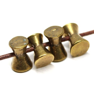Bright brass hourglass beads Brass metal tube beads 2mm hole beads 4Pc - 1799