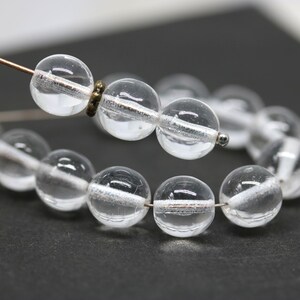 Crystal Clear Czech Glass Beads: 8mm Round Druk Beads (30Pc)