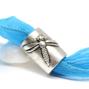 10mm large hole antique silver Dragonfly tube bead, Greek metal casting bead 1pc - F363