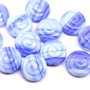 Blue shell spiral beads White blue Czech glass seashells nautilus 13mm 6Pc 1211 image 1