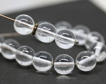 8mm Crystal clear round glass beads, clear czech glass druk pressed beads 30Pc - 2735