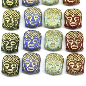 Buddhaperlen Tschechisches Glas 14 x 12 mm Buddhakopf Perlen Goldwasch
