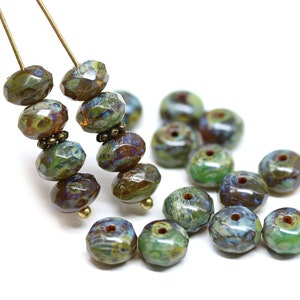 5x8mm Picasso Czech glass rondelle beads, gemstone cut rondels, 20pc 2600 image 1