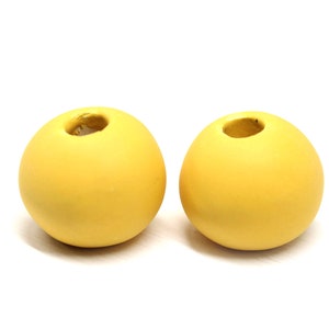 18mm Bright yellow round ceramic beads, matte sunshine yellow enamel greek ceramic organic ball beads 2pc - 3098
