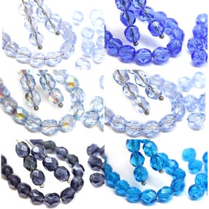 6mm Blue Czech glass round beads sapphire blue fire polished spacers, 30pc