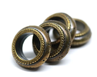 Large fancy brass ring bead Antique brass ornament rings for jewelry making 4Pc - 3250