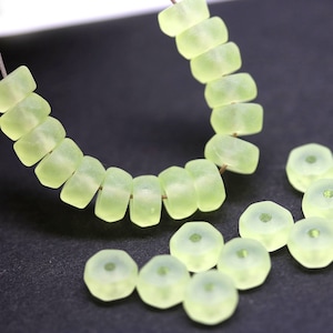 6x3mm Frosted jonquil yellow rondelle beads, fire polished czech glass spacers seaglass yellow, 25Pc 4078 画像 1