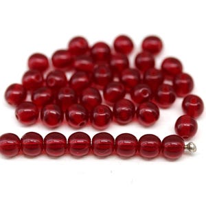 Cuentas de vidrio checo druk redondas de 5 mm, color rojo oscuro, para joyería (40 unidades) - 2295