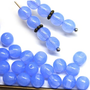 Opal Blaue Tschechische Glasperlen: 6 mm Runde Spacer (40 Stück)