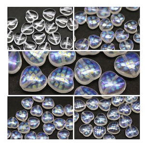 8mm Crystal clear heart beads Czech glass heart AB finish ornament 20Pc