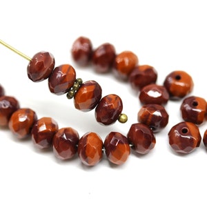 5x7mm Mixed brown Czech glass rondelle beads fire polished gemstone cut beads 25pc - 1178
