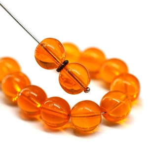 Transparent Orange Czech Glass Beads 10mm (15pc)