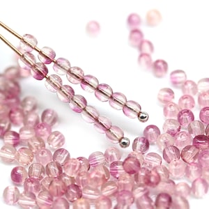 3 mm Rosa runde gepresste Perlen Rosa kleine Spacer Tschechische Glasperlen - ca.100 Stück - 3859