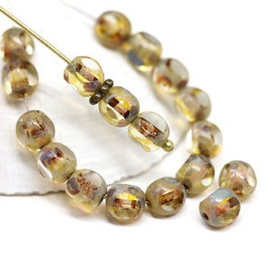 Cuentas redondas de cristal checo Picasso de 6 mm, pulidas al fuego, 20 unidades - 3200