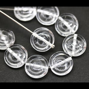 13mm Crystal clear spiral shell Czech glass beads seashells nautilus ammonite fossil, 12Pc - 1712