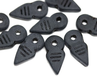 Cuentas de flecha negras con acabado mate, 19 x 9 mm, de cristal checo, con punta de puntero, 10 unidades - 1086
