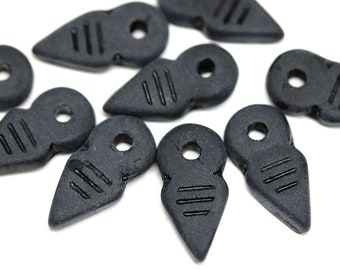 Black arrow beads matte finish 19x9mm Czech glass pointer spike beads 10Pc - 1086