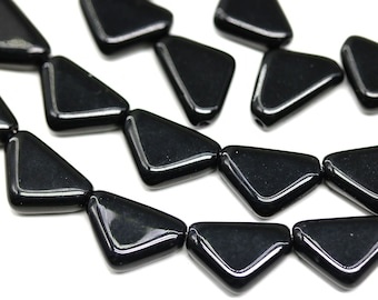 12x9mm Jet black triangle beads Czech glass top drilled beads, 25Pc - 5298