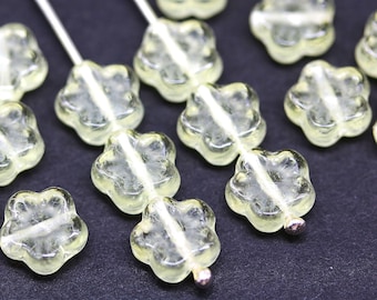 Light Yellow Czech Glass Flower Beads, 8mm (20pc)