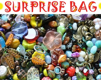 Czech glass beads mix for jewelry making, Surprise grab a bag 20g bead soup, DIY beading supplies