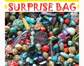 Czech glass beads mix for jewelry making, Surprise grab a bag 20g bead soup, DIY beading supplies