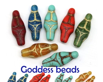 Czech goddess beads Venus Mother goddess glass beads earrings pair 2Pc