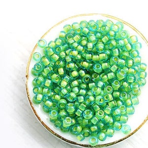 Green Seed Beads Toho Size 11/0 Inside Color Aqua Yellow - Etsy