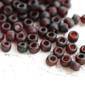 Picasso TOHO Seed Beads 8/0: Frosted Siam Ruby, 10g