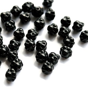 6mm Jet black fancy bicone czech glass beads, pressed 50Pc 1239 image 1