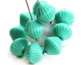 Cuentas bicono de cristal checo color turquesa y verde (11 mm, 10 unidades)