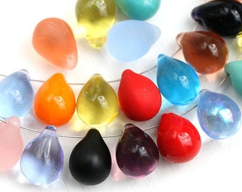20pc Perles goutte mélange 10x14mm perles en forme de larme Deuxième CHOIX, briolettes en verre tchèque - 2776