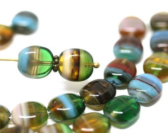 13x18mm Yellow GoldenStone Swirl Flat Oval Beads 15.5/"