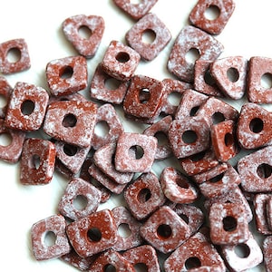 Greek ceramic Chip beads - Terracota brown, rustic tiny irregular spacers, 5mm - approx.70pc - 1577