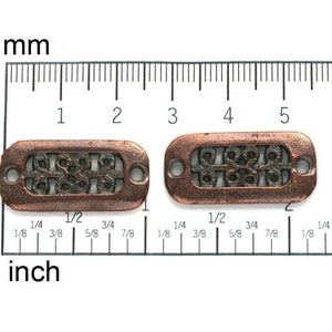 Rectangle de cuivre antique deux connecteurs de trous Ornement métal coulée patine découvertes charmes rectangulaires 2Pc 2102 image 3