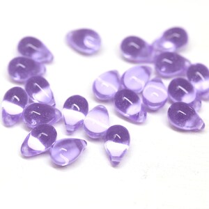 6x9mm Lilac teardrop czech glass beads, light purple drop beads 20pc 0256 image 5