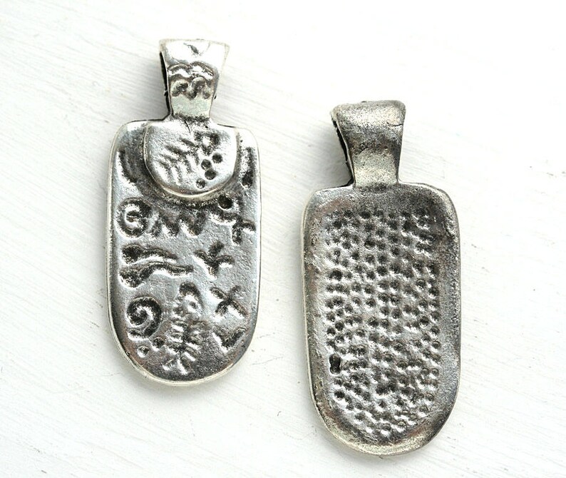 Antique Silver Primitive Pendant Ancient Symbols Metal Greek Etsy