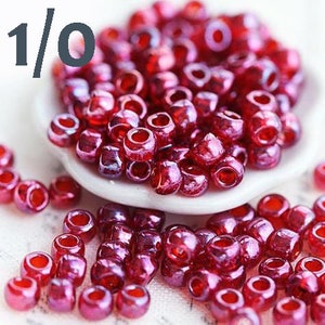 Dark pink seed beads, TOHO size 11/0, Gold Lustered Raspberry N 332, japanese kumihimo rocailles 10g - S1158