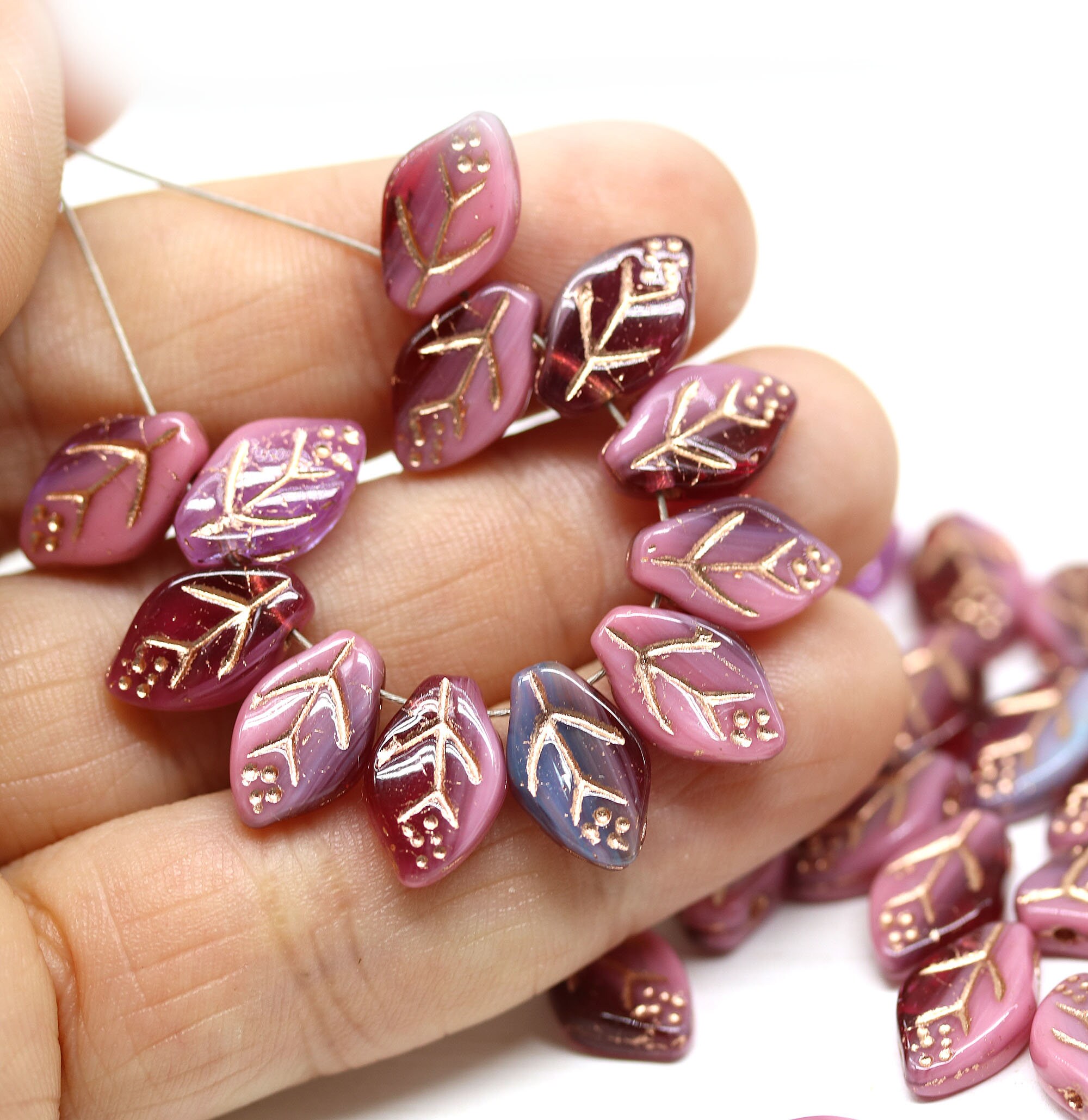 35g Di Perline Di Vetro Ceco Miste, Colore Rosa Francese Fucsia, Mix Di Forme (seed Beads, Sfaccettate, 2 Fori) Per Bigiotteria Fai Da Te