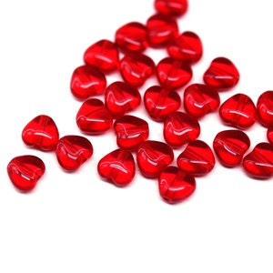 6mm Transparent red Czech glass heart beads tiny hearts 30pc 5414 image 5