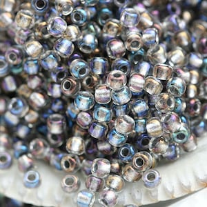 Gray seed beads Toho beads size 11/0 Inside Color Gold Luster Crystal Opaque Grey 266 - 10g - S437