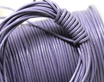 1mm Lavender Round Natural Leather cord - Lilac Lavender Purple leather cord - 10 feet, LC043