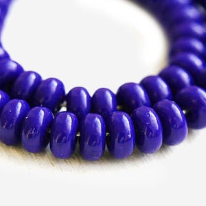 4mm Dark blue czech glass bead rondelle spacers, 4x2mm rondels approx. 130pc - 1872